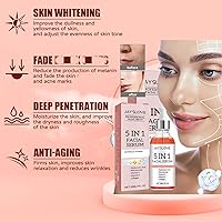 Vista 4 de 2 sueros faciales 5 en 1, aceite facial con vitamina C, suero antienvejecimiento 5 en 1, suero de vitamina C para hidratación facial, reafirmante