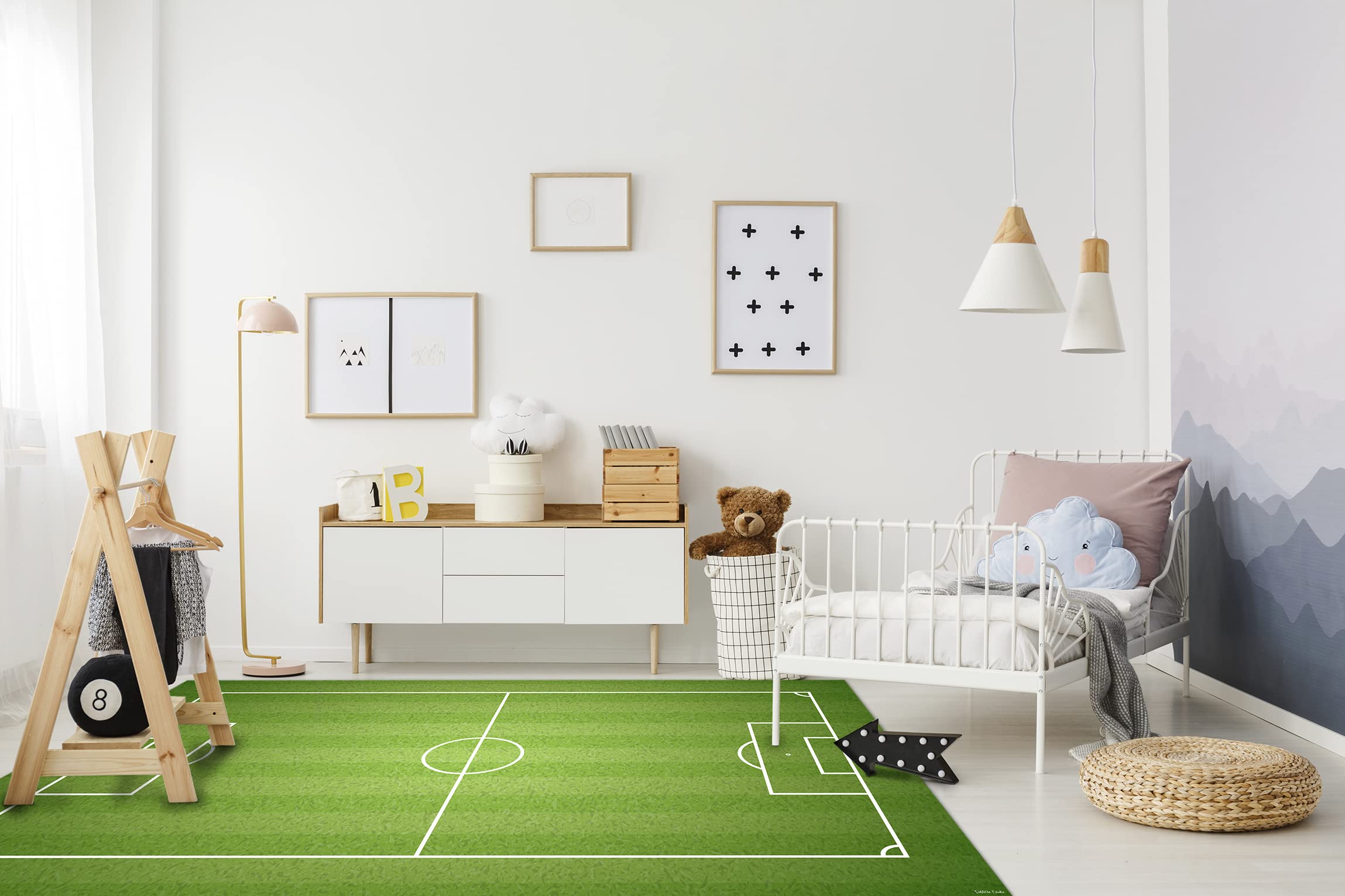DobleUve Estudio Alfombra Vinílica Infantil Campo de Fútbol | 160x100 cm | Lavable | Grande | Suelo Vinilo