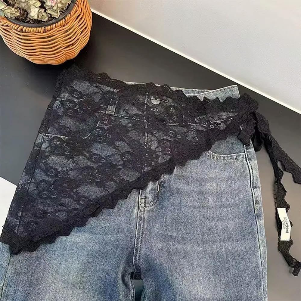 Liuxin Men's A2 Triangular Lace Handkerchief Personalized Trendy Layering Of Small Aprons Soft Versatile Korean Headscarf Hair Scarves