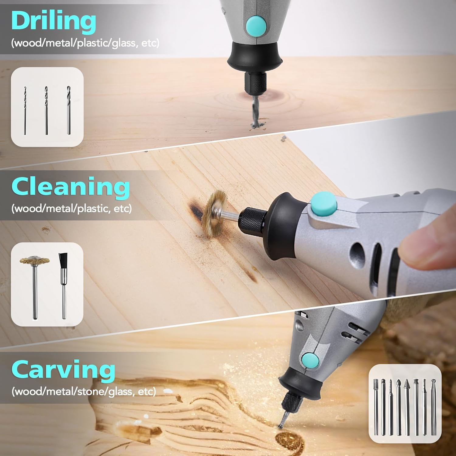 160W Rotary Tool Kit with 195pcs Accessories, Variable Speed, Corded Electric Multifunctional Tool For DIY Crafts, Wood Carving, 3D Printer & Jewelry Making Sanding, Polishing, Drilling