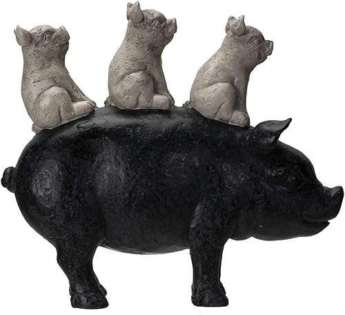 Pacific Giftware Animal Farm Barnyard - Estatua de figura de resina apilada en cerdo