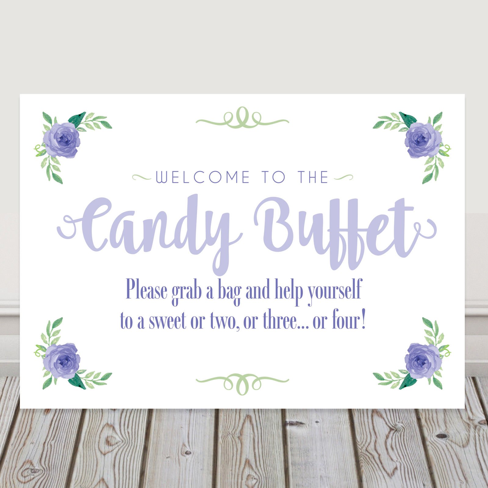 Pretty Candy Buffet Wedding Table Sign Available in A Range of Pastel Colours (Lilac (L8))