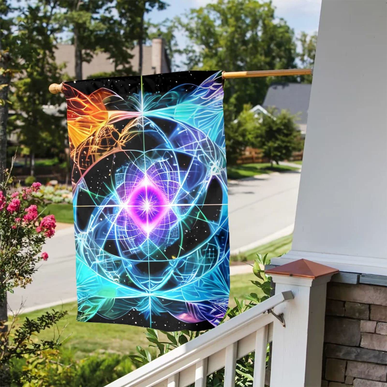 Drapeau De Jardin Imprimé Dragons Violet Et Blanc - 30,5x45,7 Cm - Polyester Résistant - Pour Terrasse, Balcon, Jardin