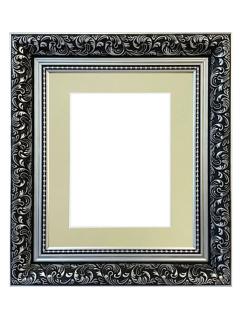 FRAMES BY POST Large Dahlia Silver Picture Photo Frame with Light Grey Mount 7 x 5 Image Size 5 x 3.5 Inch โ image 1