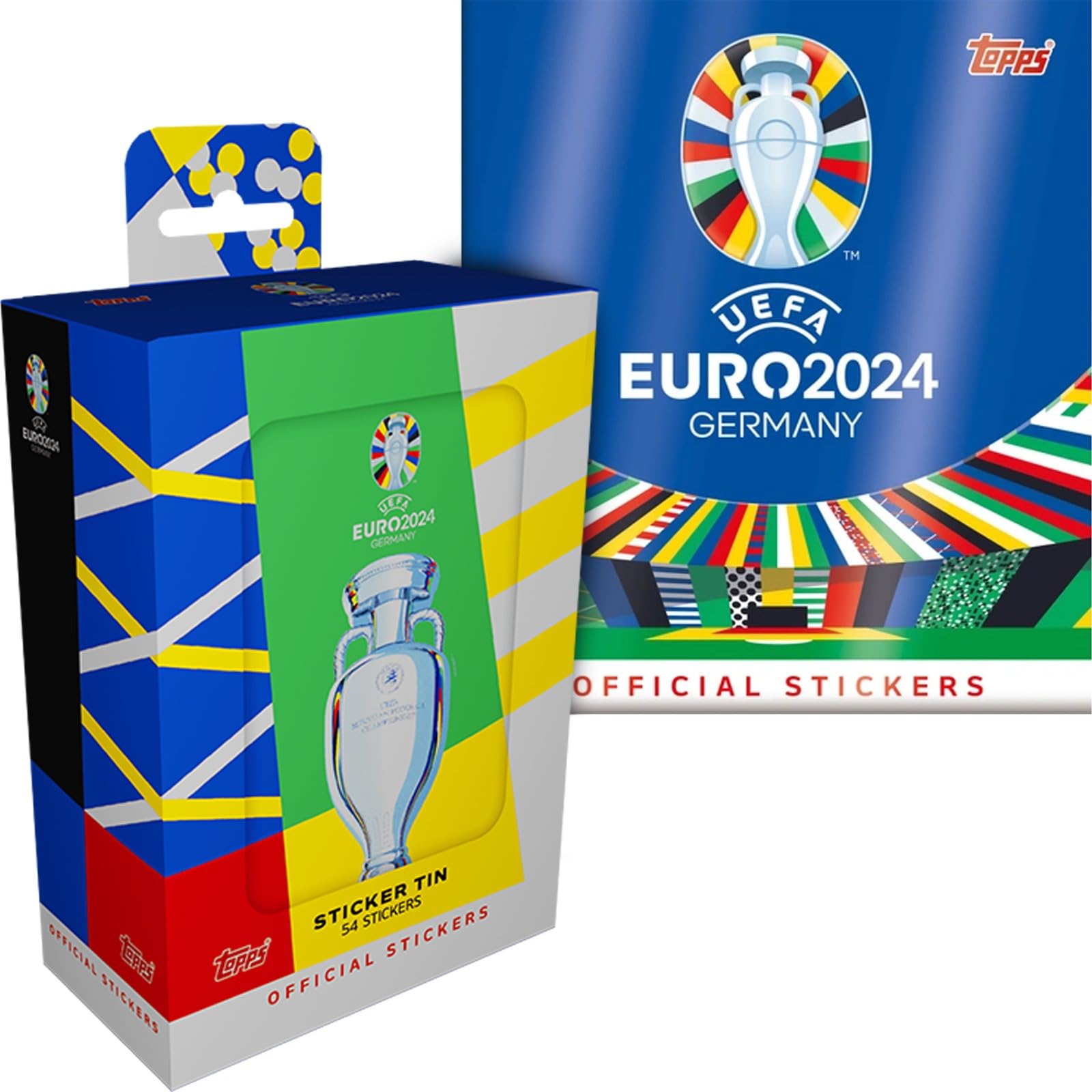 TransAtlantic Treasures Topps Euro 2024 Soccer Sticker Bundle, Including Official Sticker Album + Sticker Mini Tin, 72 Stickers Included