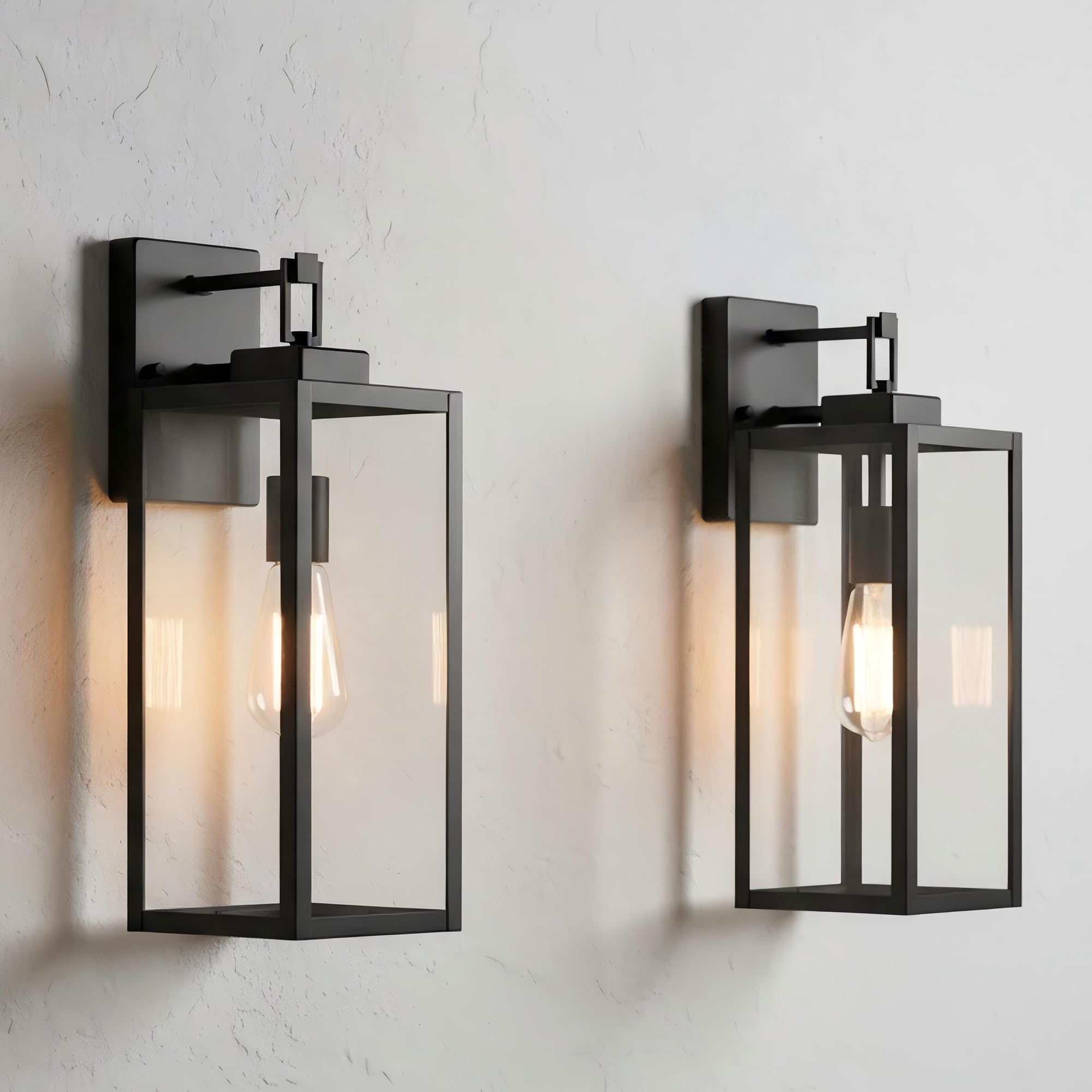 Faymart lighting 2 Pack Large Outdoor Wall Sconce, 18 Inch Black Wall Lantern Large Size Porch Light for House Outside Wall Light Fixture for Garage,