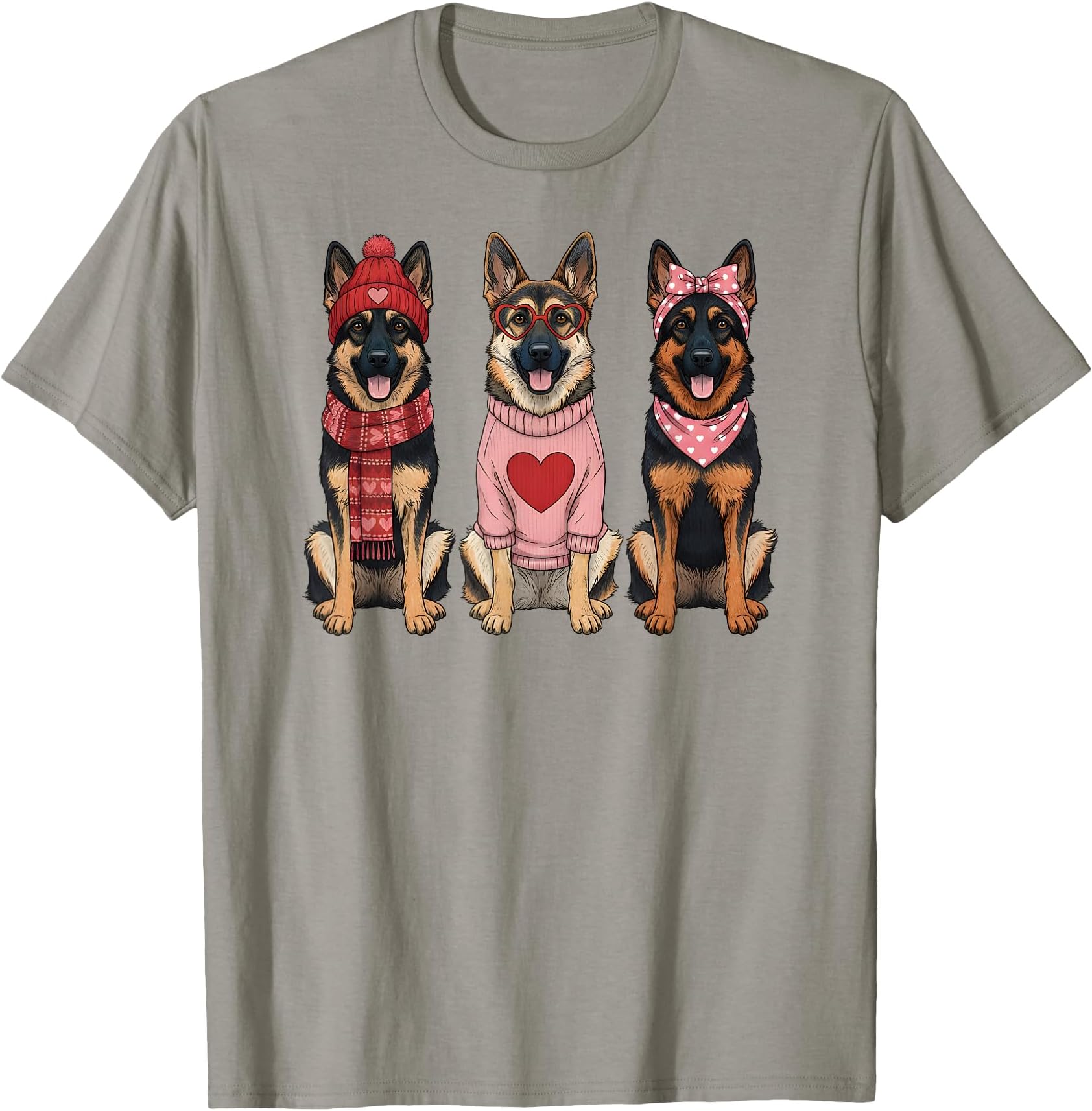 Cute German Shepherd Valentine Alsatian Dog T-Shirt