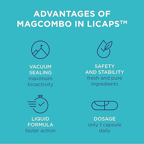 Miniatura 8 de MagCombo - Magnesio puro concentrado, fórmula de aceite especial para máxima absorción, enriquecido con vitaminas 2, 6, 12 y , solo 1 cápsula al