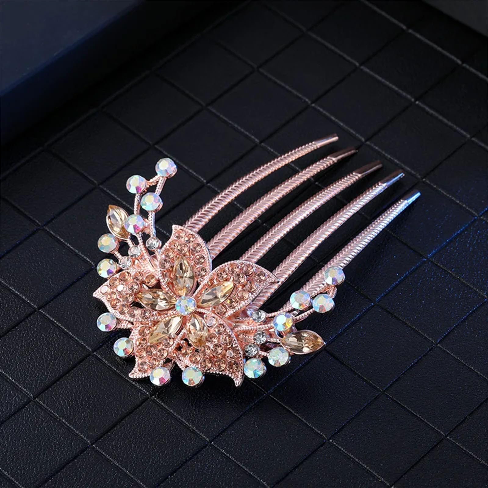 Haarspangen für Damen, Strasssteine, Kristalle, fünfzackige Kämme, Pferdeschwanz, Haarschmuck (A)