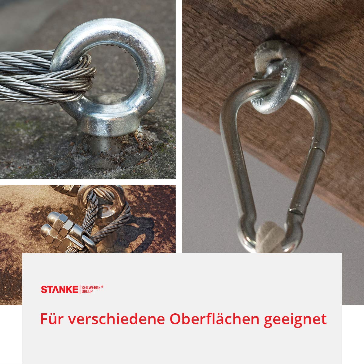 Seilwerk STANKE Ringschrauben M8 - 15 Stück Verzinkt, 140kg Tragkraft, Für Aufhängen & Heben