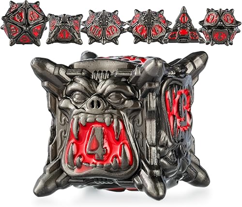 Surpass Juego de dados de metal D&D, 7 piezas, juego de dados poliédricos para Dungeons and Dragon, juego de dados de metal para juego de rol con