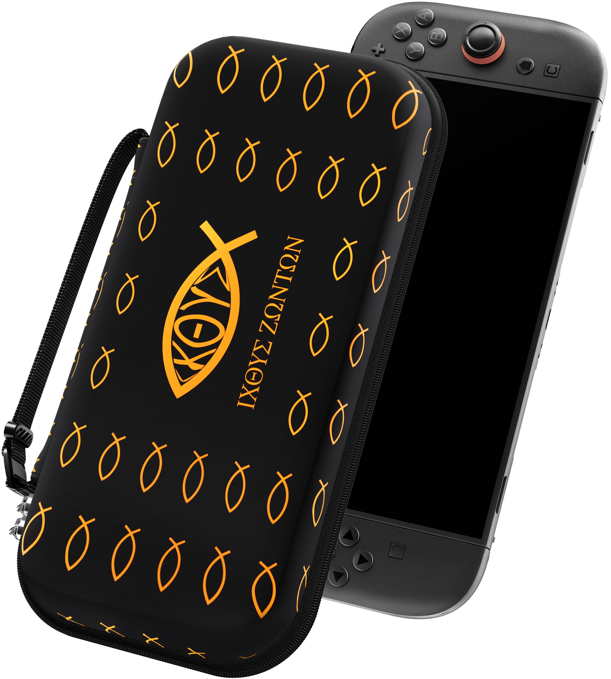 ivoler Carrying Case for Nintendo Switch 2 Model(2025), Portable Hard Shell Pouch Carrying Travel Game Bag for Nintendo Switch 2 Accessories Holds 12 Game Cartridge (Black+Gold Fish) Black+Gold Fish 7.9''