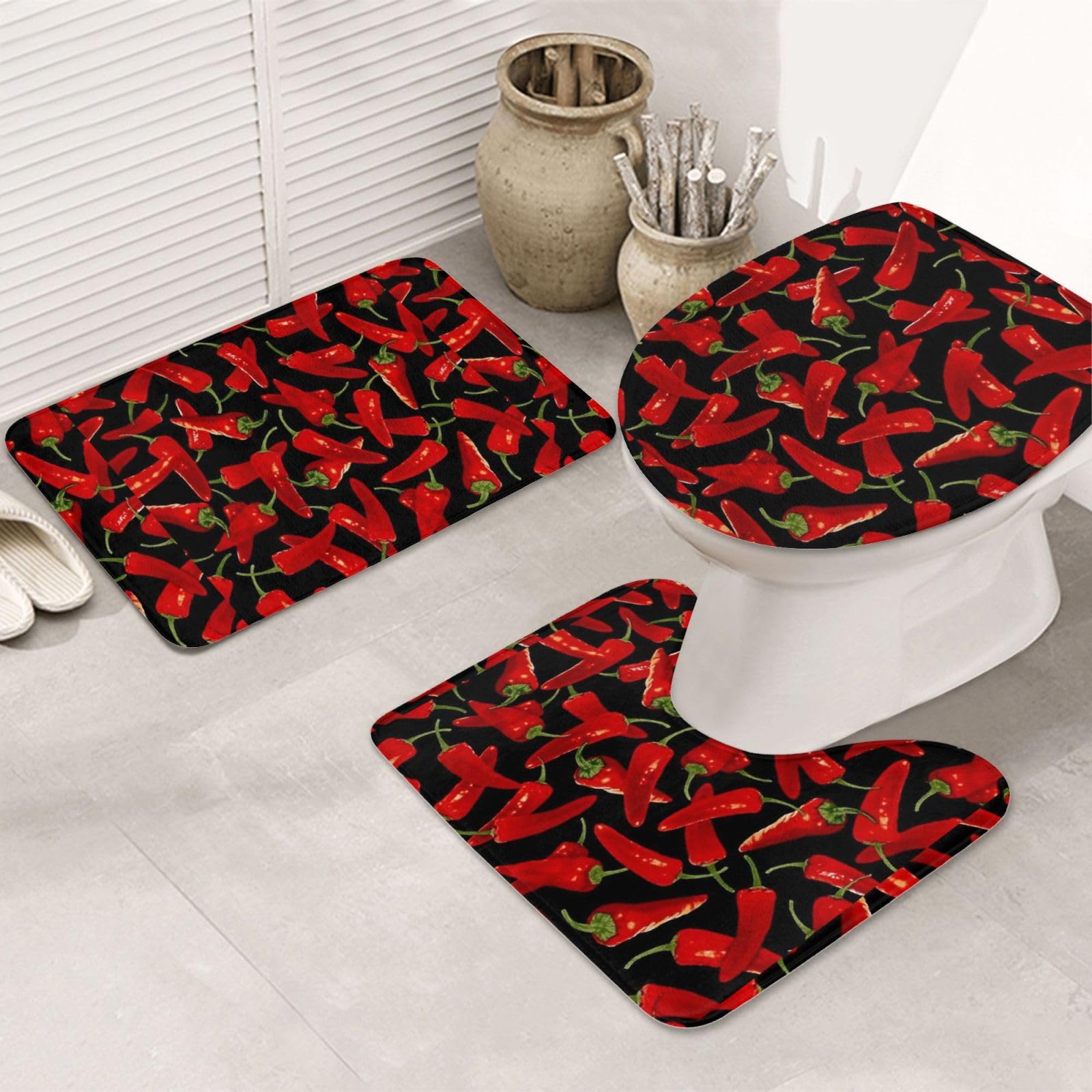 Tapis de bain absorbants et lavables en machine motif chili