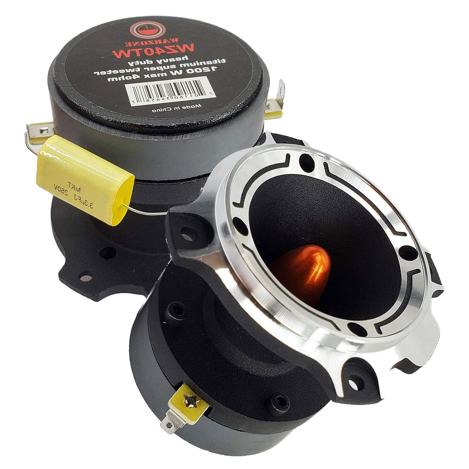 2X Gravity WZ40TW 2400 Watts Maximum Power Handling Warzone Series Heavy Duty Titanium Super Tweeter Loud Speaker 4-Ohms Aluminum Frame -2nd Gen