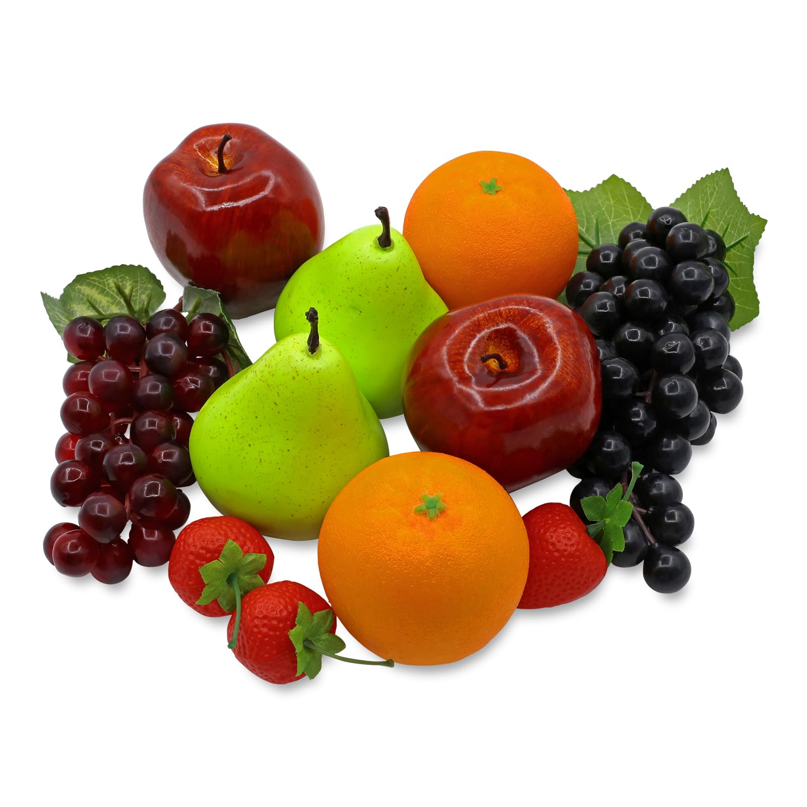 11Pcs Fake Fruits Realistic Fruit Lifelike Decorative Foam Food Simulation Faux Apples for Home Kitchen Christmas Holiday Party Photography Props Decoration Artificial Oranges Strawberries Decorate