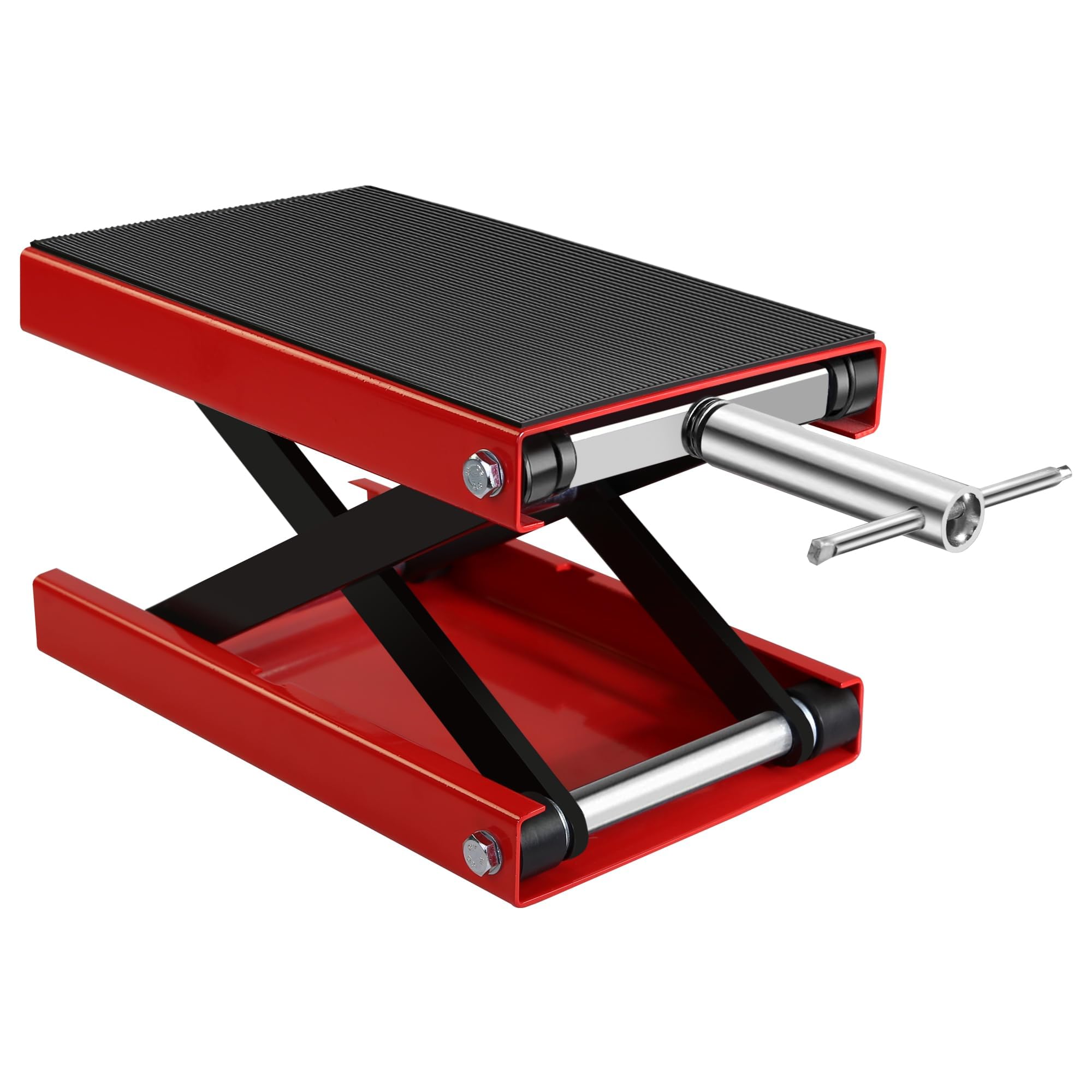 GarveeLife 500kg Motorbike Scissor Lift Jack - 95-475mm Extra High Lift Wide Deck Motorcycle Stand with Safety Pin for Cruisers, Touring, ATVs & Dirt Bikes