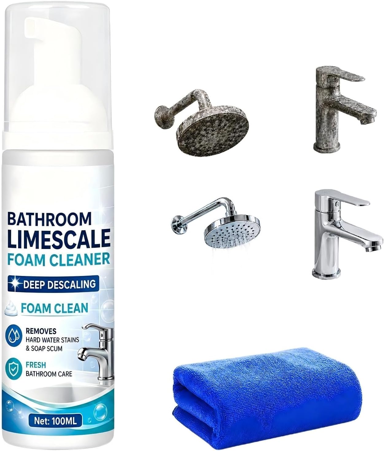 Shower Limescale Remover Foam-2026 Upgraded Powerful Bathroom Cleaner