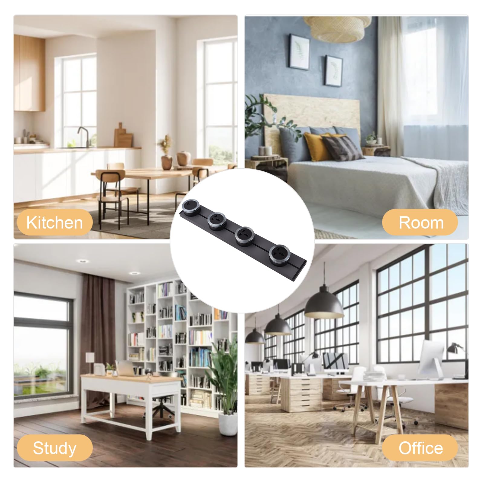 Track Socket Listwa zasilająca Listwa zasilająca z szyną przesuwną 8000 W Zdejmowany przedłużacz gniazdka Do montażu na ścianie z 3 * gniazdem zasilania i gniazdem USB do