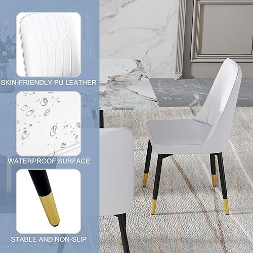 Miniatura 77 de JUFU Juego de Mesa de Comedor para 6, Mesa de Mármol Sintético y Juego de Sillas de 6, Juego de Mesa de Comedor Moderno para 6, Juego de Mesa de