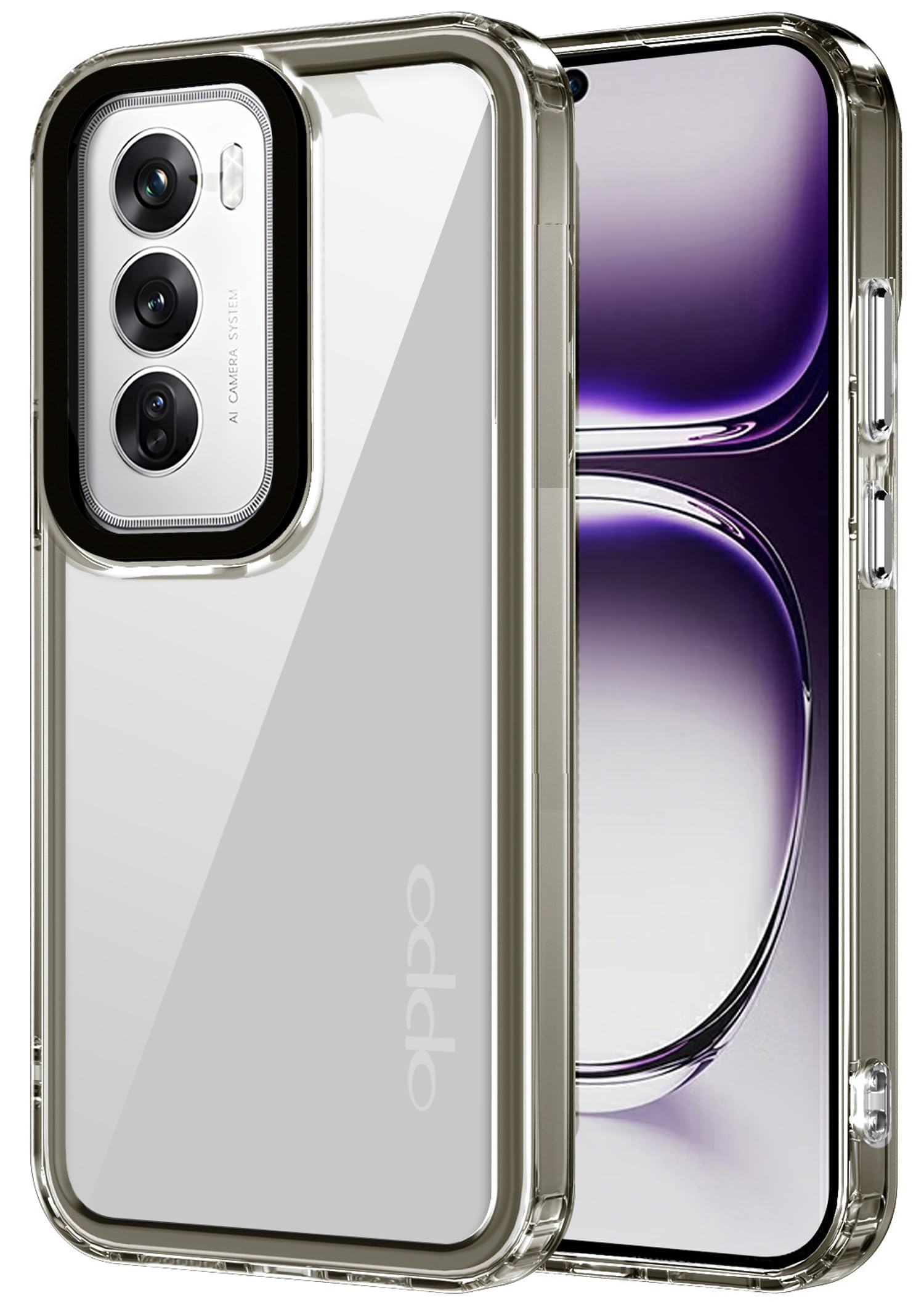 Kapa Warrior Acrylic Clear Back Cover for Oppo Reno 12 Pro (5G) | Slim Shockproof [Military Grade Protection] Hybrid Bumper Case (Grey Sides) (B0D9QSFPCP) Amazon Price History, Amazon Price Tracker