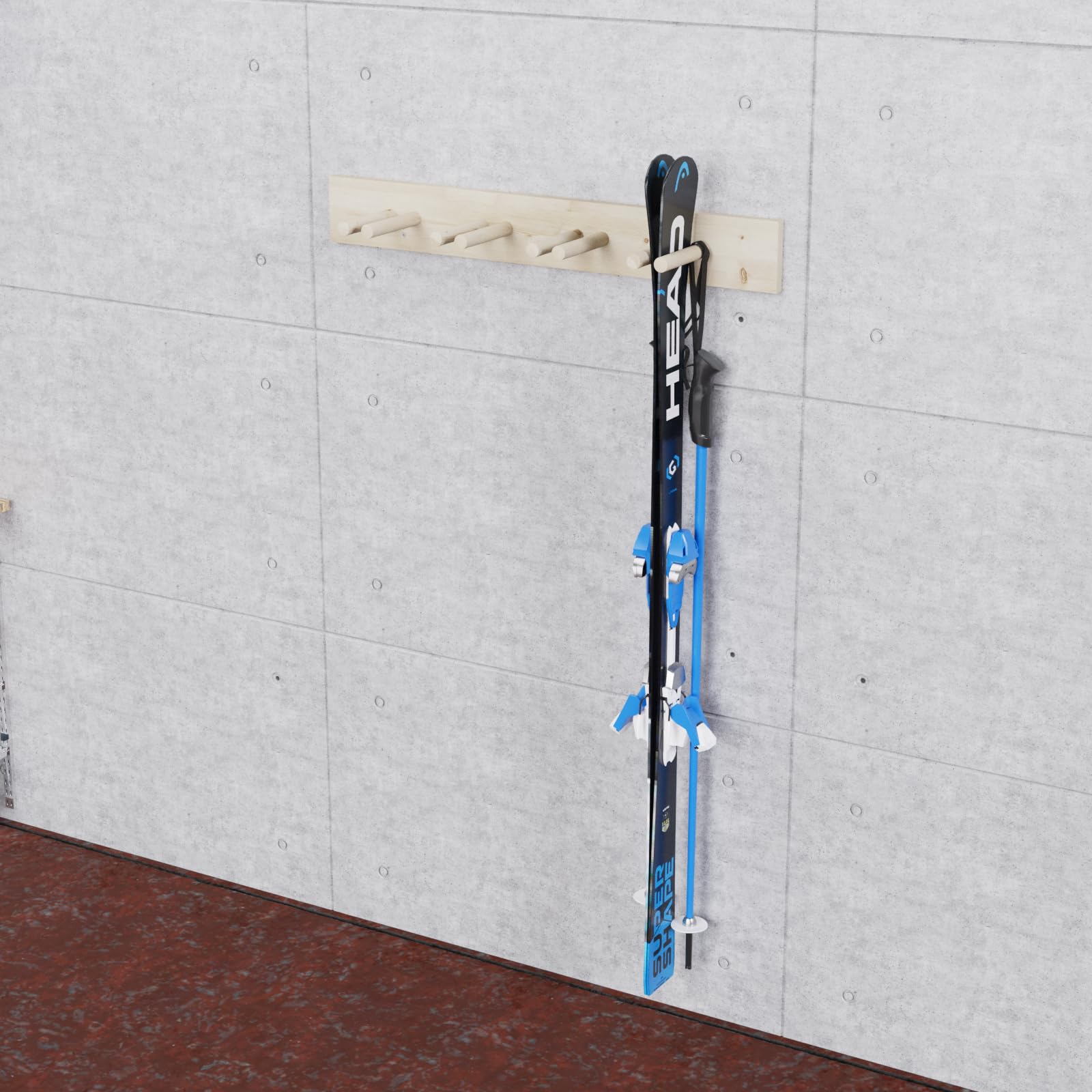QLS Wand Skihalterung für 4 Paare 90 cm Nordic Walking Trekking Stöcke