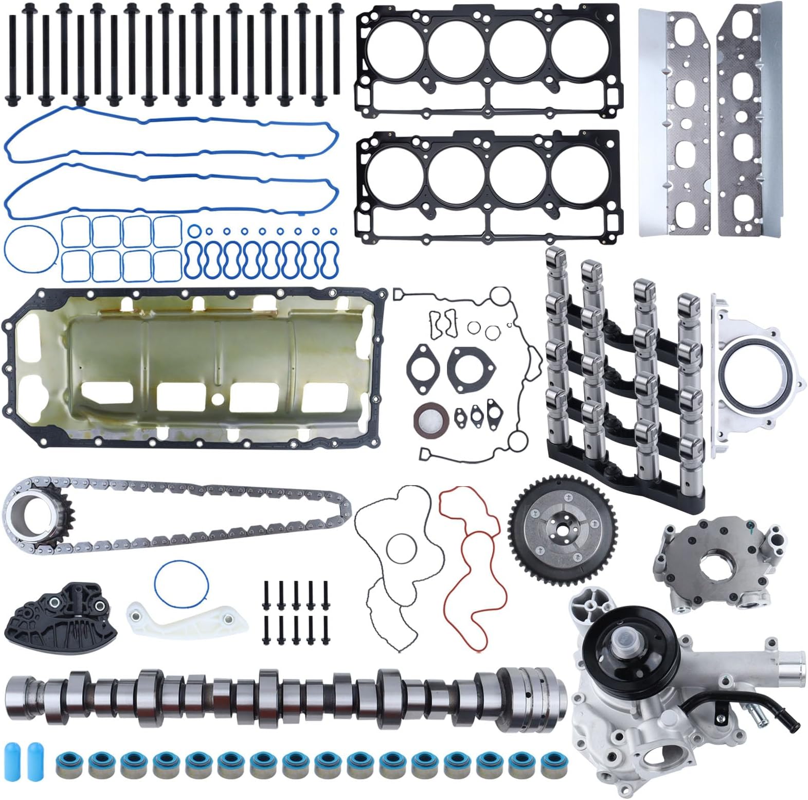 5.7L V8 MDS Lifters Timing Camshaft Gaskets Water Pump Kit Hemi OHV Compatible with 2009-2015 Dodge Ram 1500 Replace# 53022263AF 53021726AE MDS Lifters Kit Assembly