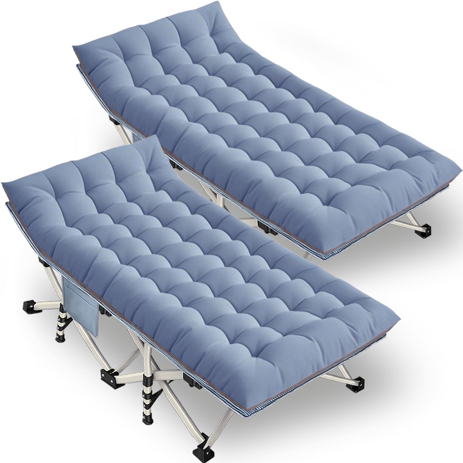 COLMERD 2 Pack Extra Wide Cot XXL Sleeping cots for Adults 79" L x 32" W x 18" H Camping Cot with Comfortable Mattress Camping Cots Include Carry Bag for Adults Vacation Indoor Outdoor