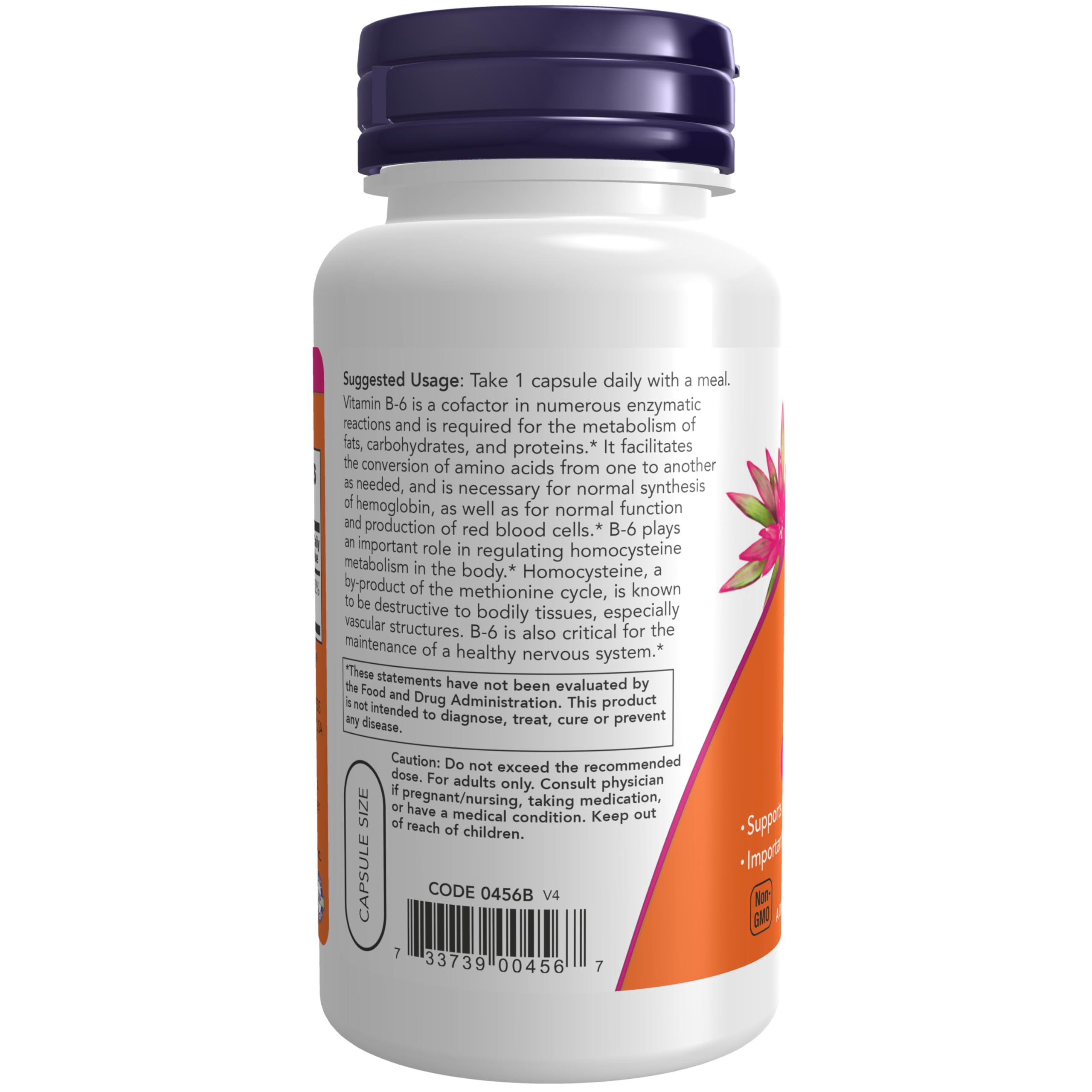 NOW Supplements, Vitamin B-6 (Pyridoxine HCl) 100 mg, 100 Veg Caps — Amazon image 3