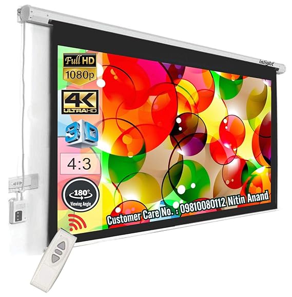 Inlight Cineview Motorised Projector Screen 120 Inch Diagonal, 43 Ratio Format, 8 FeetWidth x