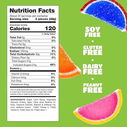 Vista 2 de Rebanadas de frutas - Paquete a granel de 2 libras - Caramelos de gelatina - Sabores surtidos - Envueltos individualmente