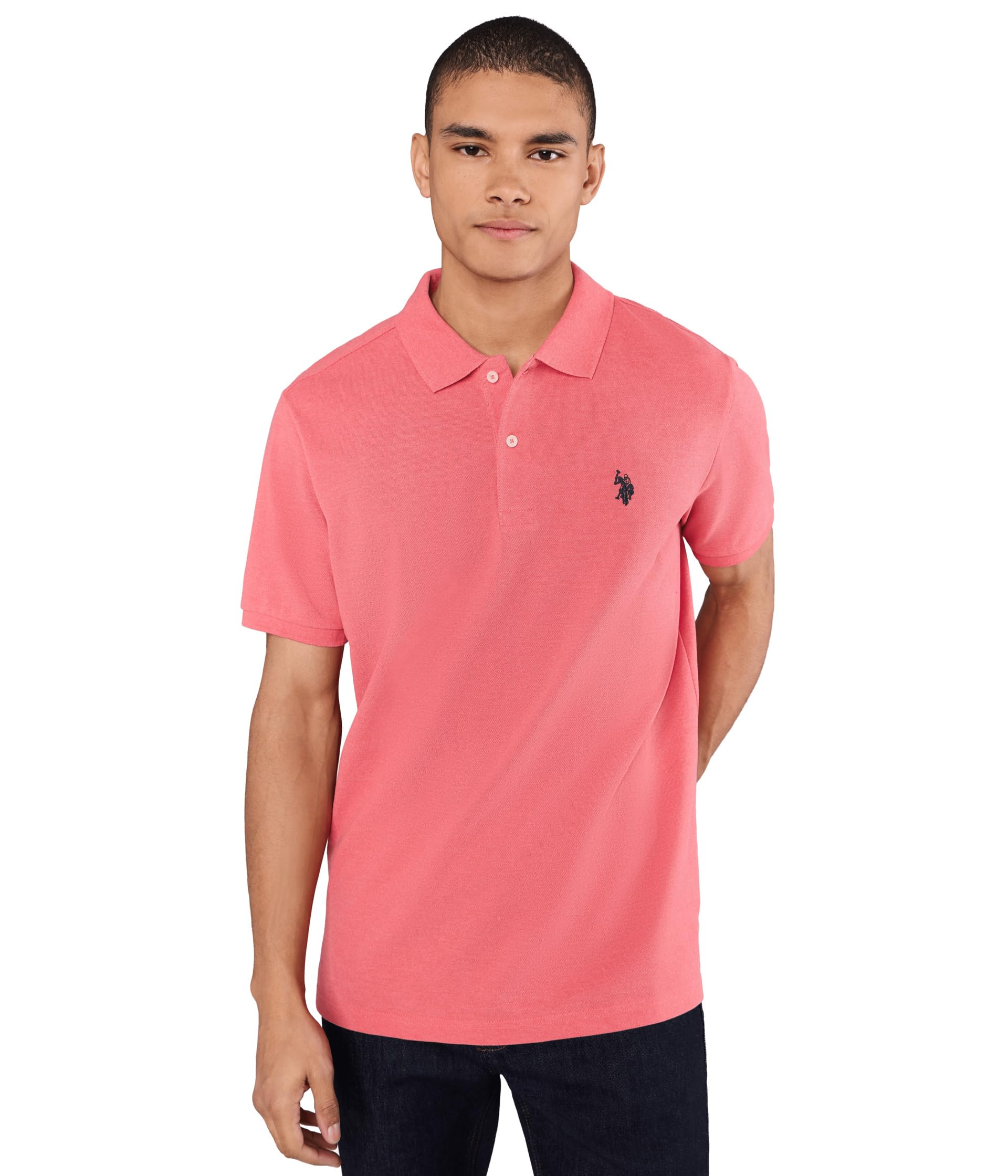 U.S. Polo Assn. Men's Classic Polo Shirt, Two-Button Closure Pique Polo Shirt, Summer Fashion Golf Shirt | Two-Button Closure Pique Polo Shirt, Summer Fashion Golf Shirt X-Large Red Sky Heather