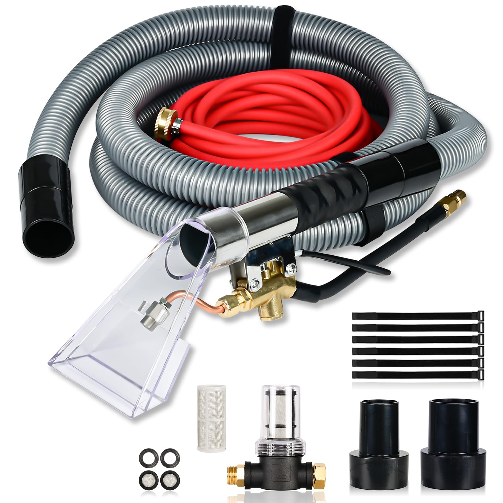 Shop Vac Extractor Kit, Universal Extractor Hose Kit for Shop Vac, Extractor Vacuum Attachment With 25FT Water Line and 10 FT Vacuum Hose &amp; Adapter for Carpet Cleaning