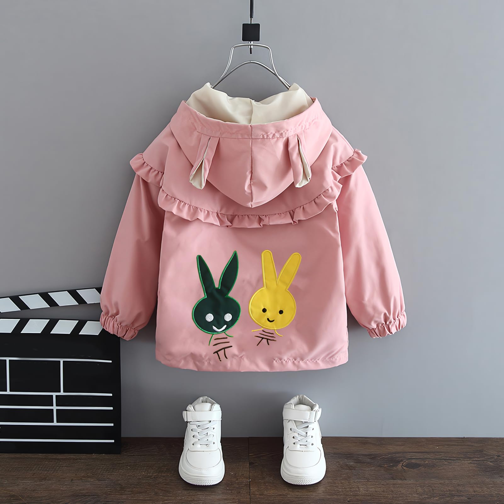 Veste Enfant Fille Manteau Coupe-vent Blouson à Capuche Trench-coat Bébé Respirant pour Printemps Automne