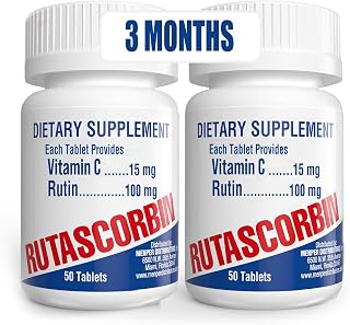 Rutin and Vitamin C Tablets for Circulation and Immune Support | Moderate Daily Dose for Vessels & Vascular Wellness, Antioxidant and Collagen Support, Clean Formula, 50 Ct Each | 2 Pack