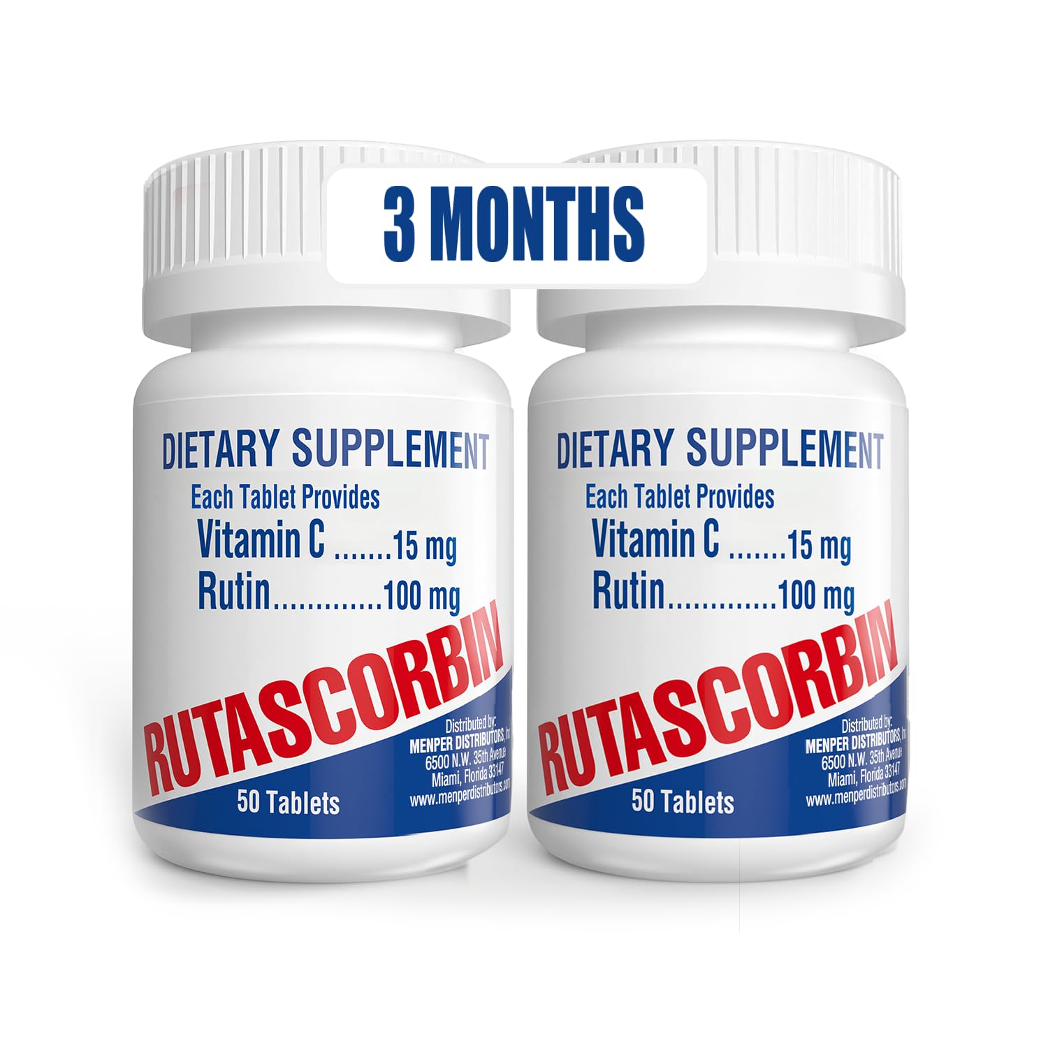 RUTASCORBIN Rutin and Vitamin C Tablets for Circulation and Immune Support | Moderate Daily Dose for Vessels & Vascular Wellness, Antioxidant and