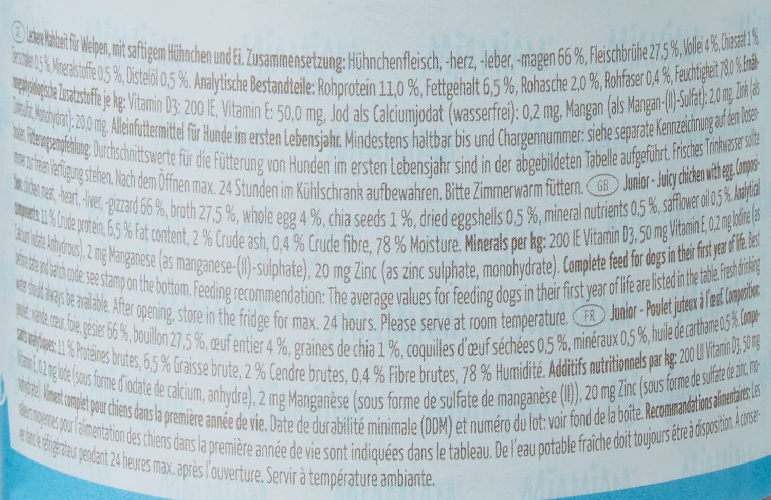 MjAMjAM - cibo umido premium per cani - Junior pollo succoso con uovo, confezione da 6 (6 x 200 g), naturale con carne extra