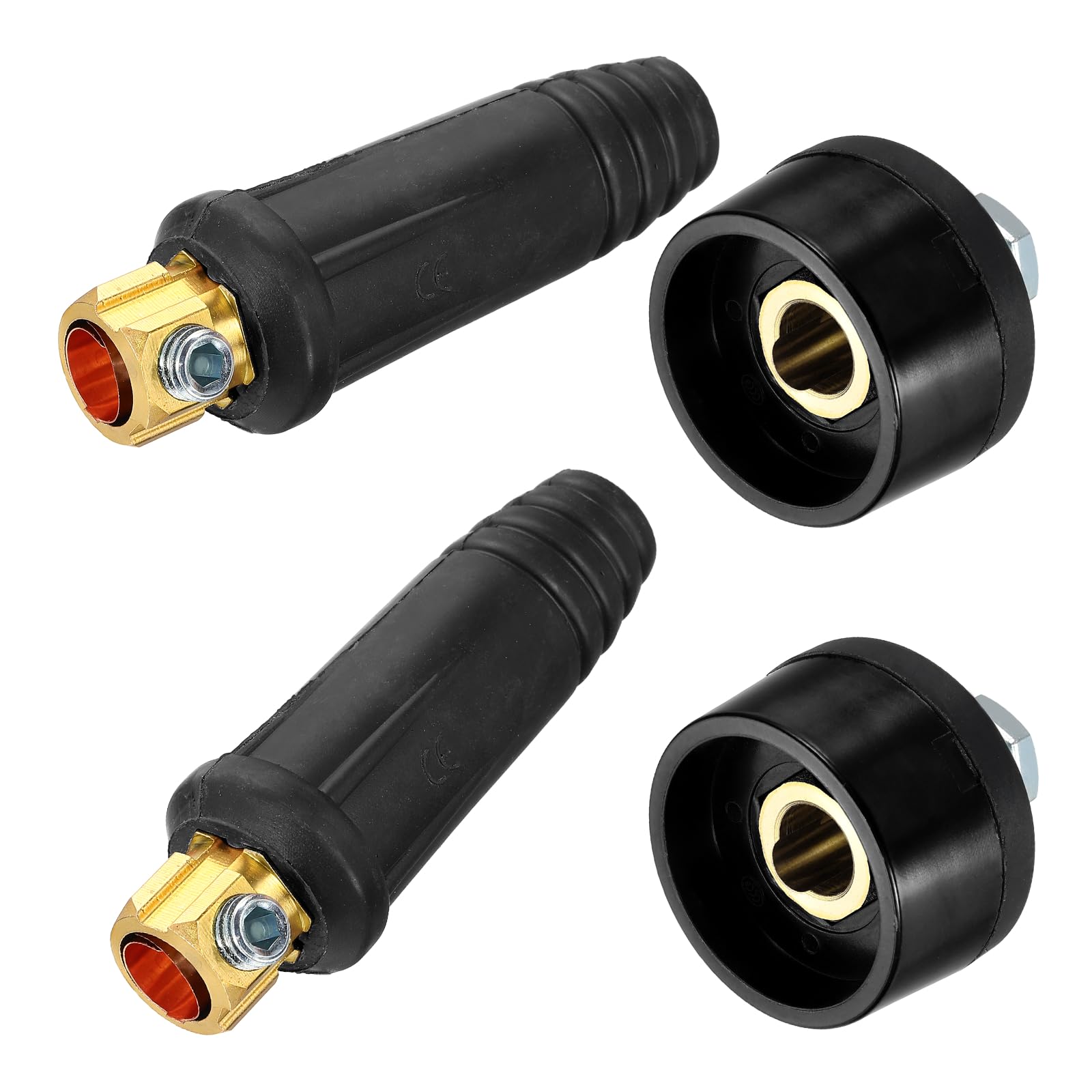 sourcing map 2 Set Welding Cables Panel Connector Plug and Socket Set DKJ50-70 Brass Quick Fitting for Power Supply Equipment, Black