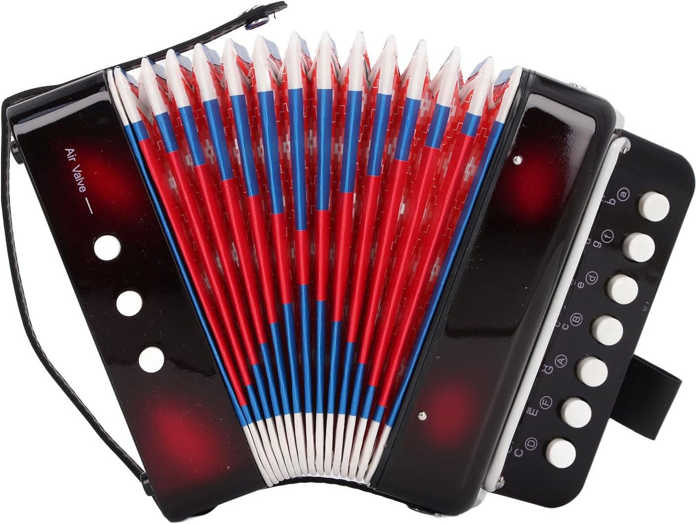 gernie Button Accordion, 7 Keys Control Button Accordion 2 Bass Kids Accordion Educational Musical Instrument Portable Accordion Instruments for Beginners, Easy to Learn and Play (Black)
