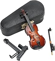Vista 3 de Mini Violin Model Miniature Musical Instrument with Stand Case Craft Decorations Made Violin Model Miniature Musical Home Decor