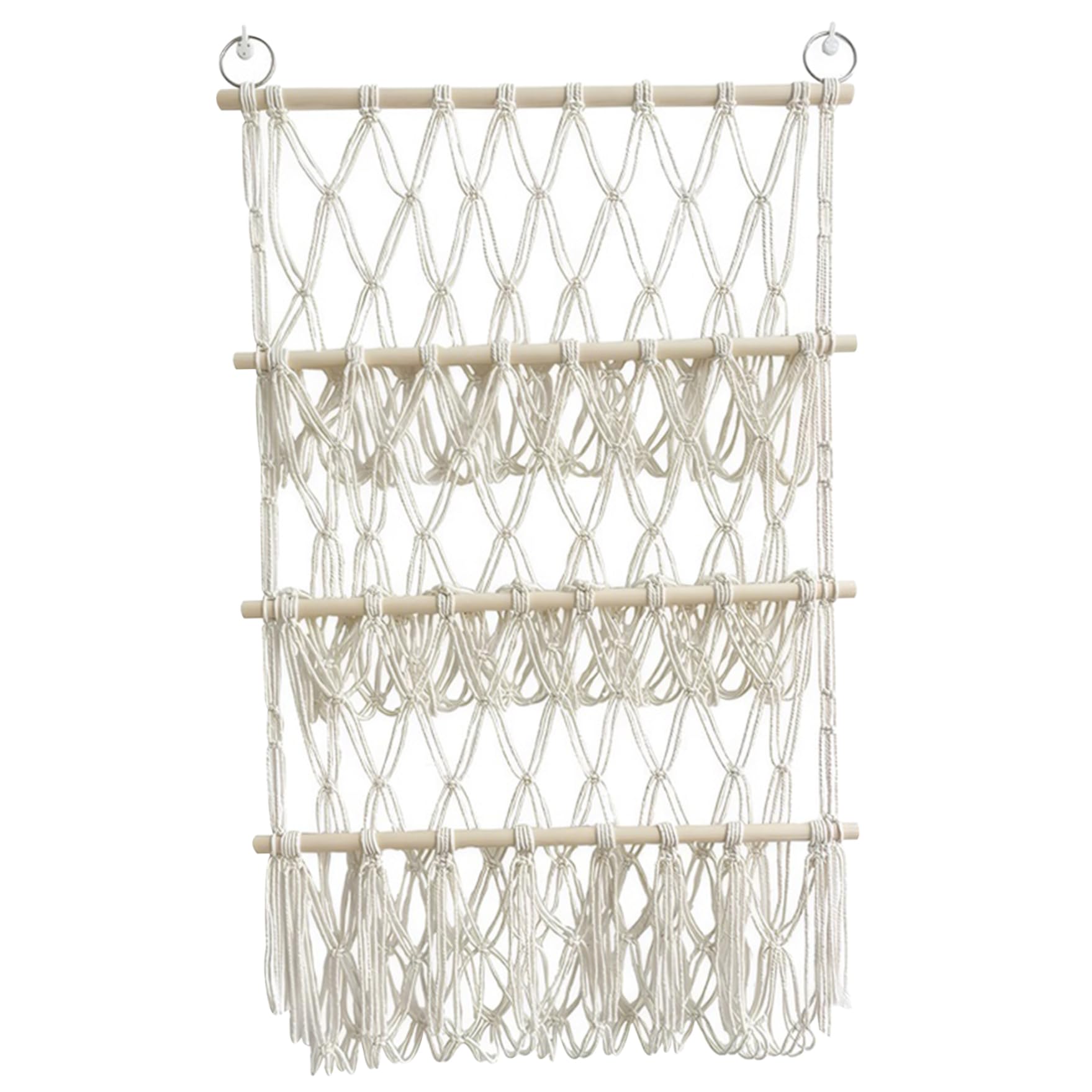 Hammock de macramé de 3 capas organizador colgante de juguetes para dormitorios infantiles