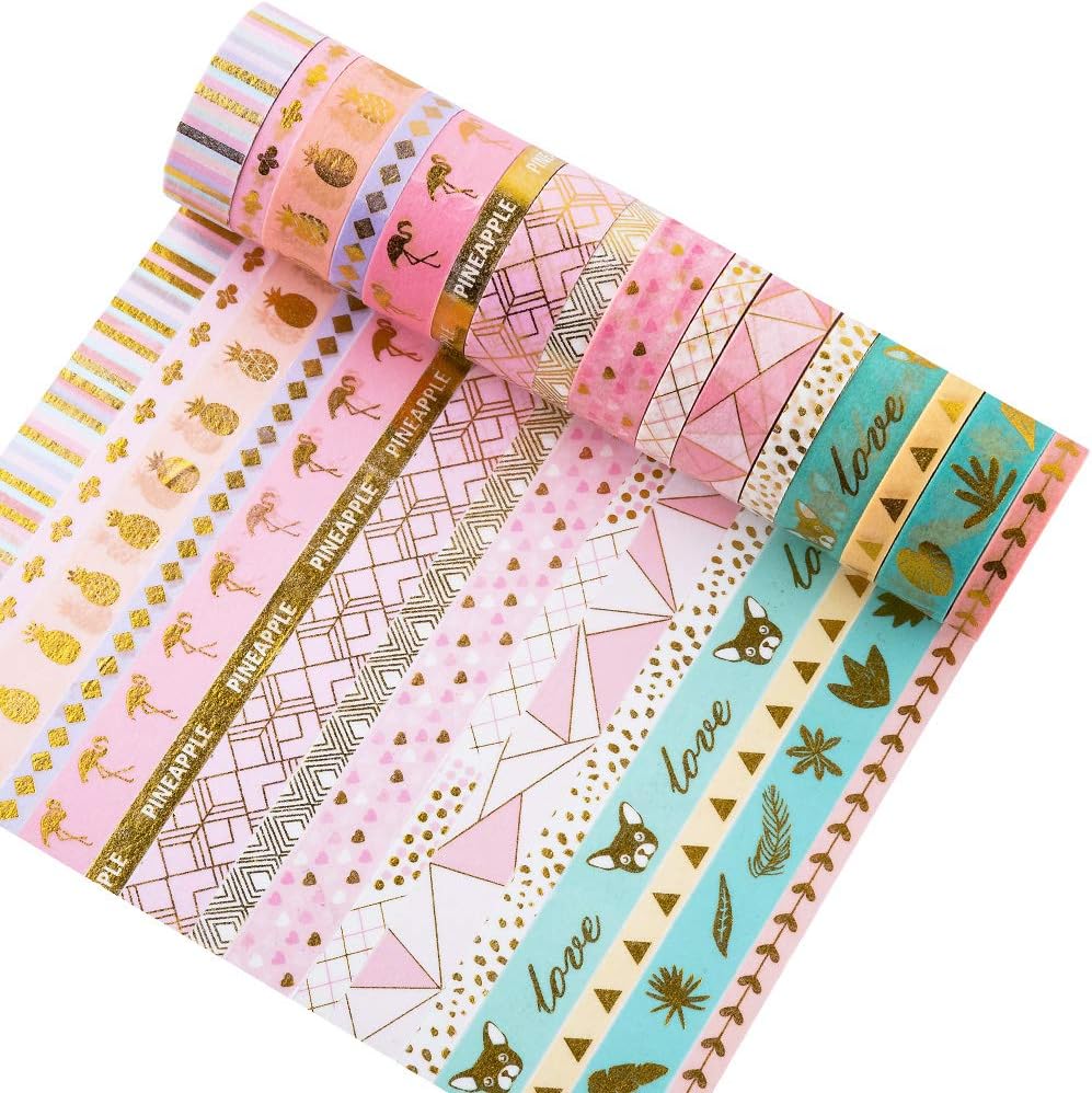 Exсluѕіvе YUBBAEX 16 Rolls Washi Tape IG Style Masking Set Gold Foil Decorative for Arts, DIY Crafts, Journal Supplies, Planners, Scrapbooking, Wrapping Rainbow -Cute- (IG Set 16 Rolls) Bеѕt Dеаl Prоduсt YUBBAEX 16 Rolls Washi Tape IG Style Masking Set Gold Foil Decorative for Arts, DIY Crafts, Journal Supplies, Planners, Scrapbooking, Wrapping Rainbow -Cute- (IG Set 16 Rolls)