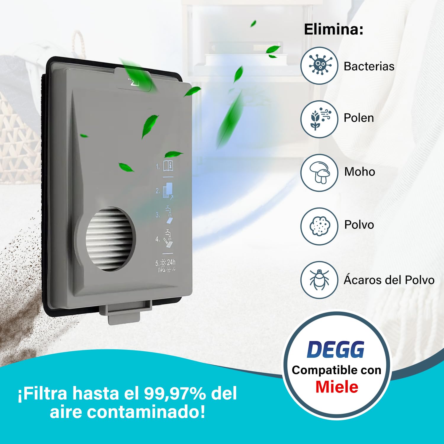 DEGG Juego de Filtros - Compatible con Aspiradoras Miele Boost CX1 - Filtros de repuesto SF-HY 60 y CX-FSF - Filtro Hepa y filtro de polvo fino - Ajuste perfecto - Accesorios para aspiradora