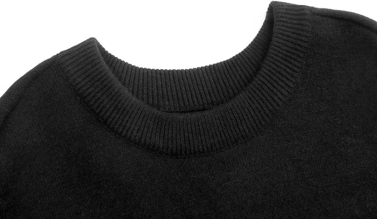 GABERLY Women's Oversized Crewneck Three-Quarter Short Sleeve Dropped Shoulder Knit Sweater Fall Outfits Trendy Pullover - Image 3