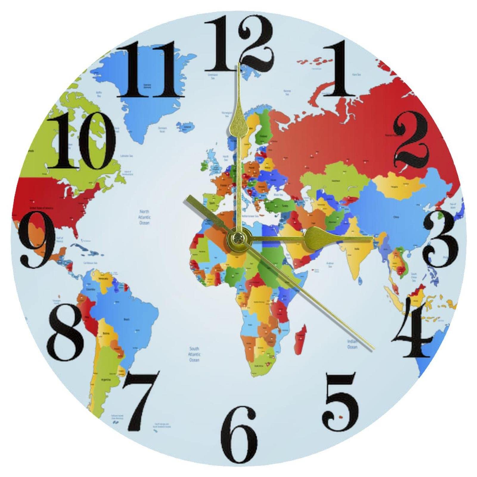Horloge murale colorée silencieuse 25,4 cm à quartz pour maison et bureau