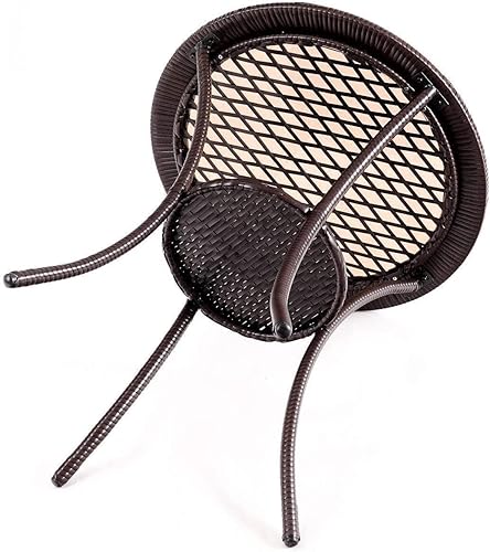 Miniatura 7 de LUARANE - Mesa de centro de mimbre para patio al aire libre, parte superior redonda de vidrio templado de 25 pulgadas con estante inferior, muebles