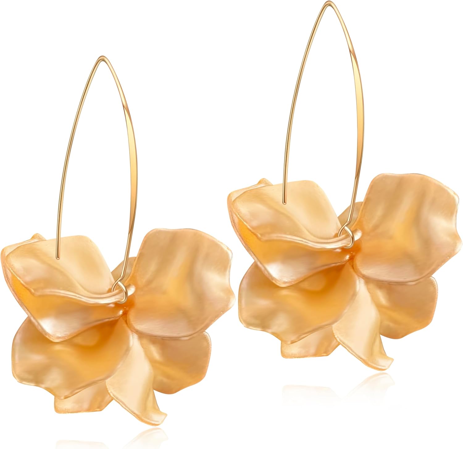 GPASTG Handmade Bohemian Acrylic Flower Petal Dangle Drop Earrings Long Big Rose Floral Earrings for Women