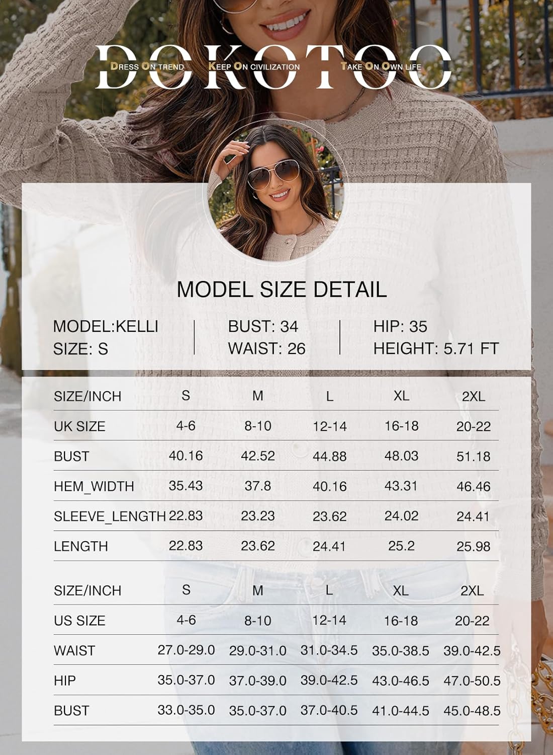 Dokotoo Winter Cardigan Sweaters for Women 2025 Long Sleeve Open Front Button Down Jacket - Image 6