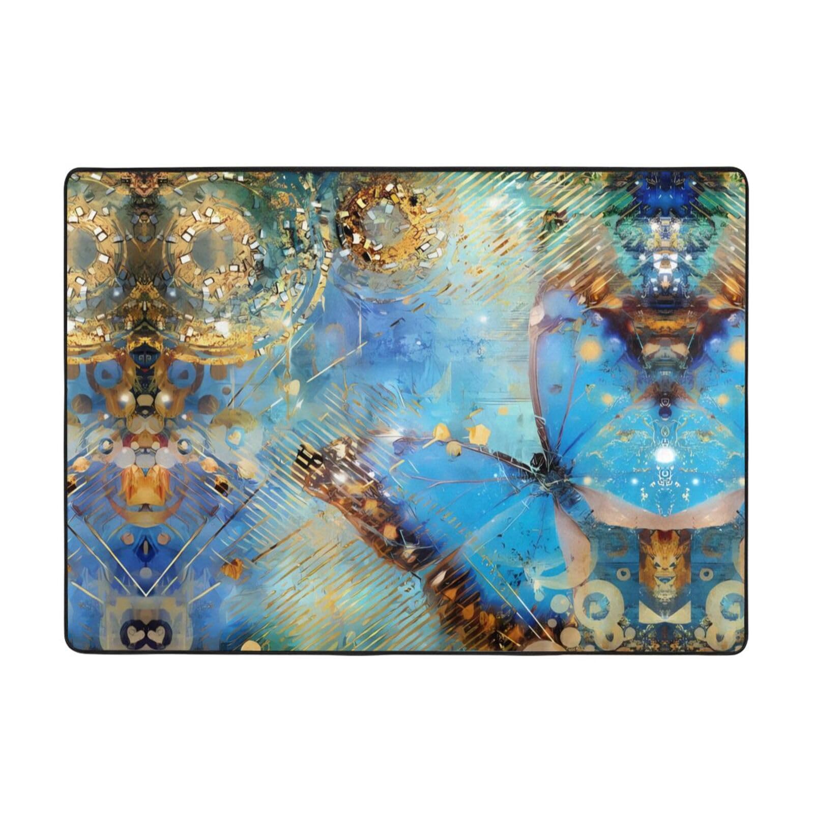 Alfombra antideslizante de felpa de mariposas manta de piel sintetica para suelo de habitacion