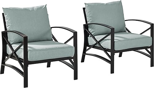 Miniatura 9 de Crosley Furniture KO60007WH-NV Kaplan - Silla con brazos metálicos para exteriores, color blanco con cojines azul marino