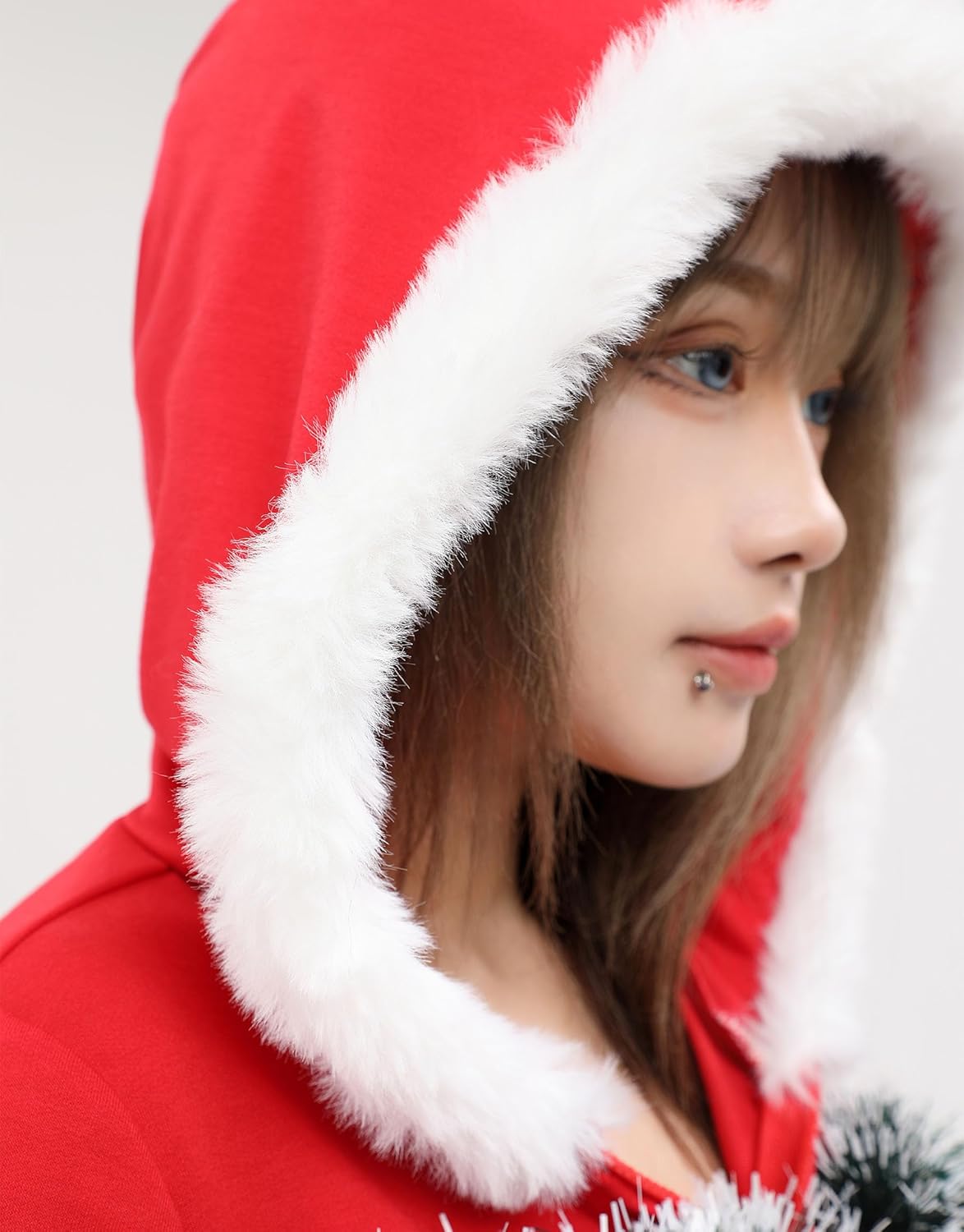 haikyuu Women Christmas Costume Santa Cosplay Long Sleeve Hoodie Dress Pullover With Pocket